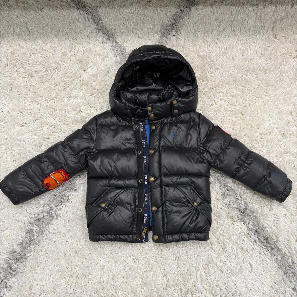 Polo by Ralph Lauren Black Puffer Jacket with Blue Lining